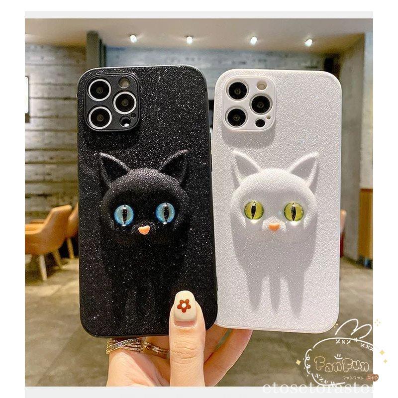 2COLOR★グリッター x 猫ちゃん デコ iphone ケース★アイフォンケース iphoneケース スマホケース iphone11 iphone11pro iphone11pro-max iphone12 iphone12pro｜fanfun-store｜13