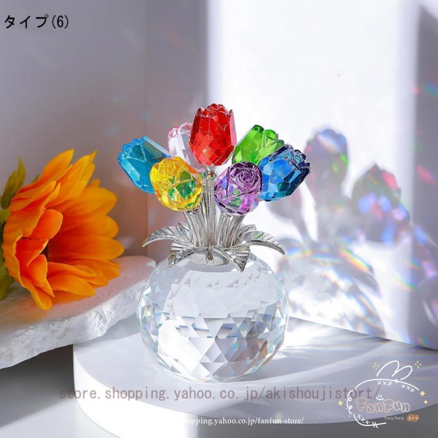 クリスタルバラガラス 置物 オーナメント クリスタル 花 クリスタルバラガラス 置物 オーナメント クリスタル 花