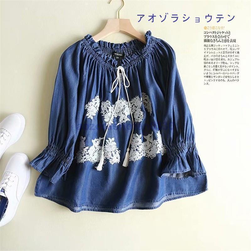 ブラウス レディース トップス チュニック 春 夏 デニム プル ブラウス レディース トップス チュニック 春 夏 デニム プル