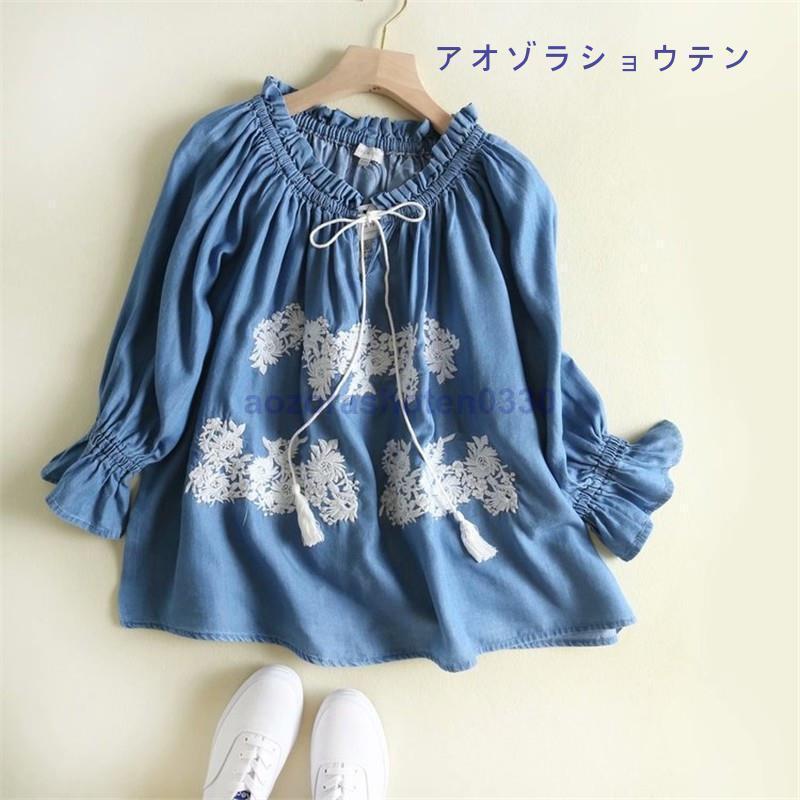 ブラウス レディース トップス チュニック 春 夏 デニム プル ブラウス レディース トップス チュニック 春 夏 デニム プル