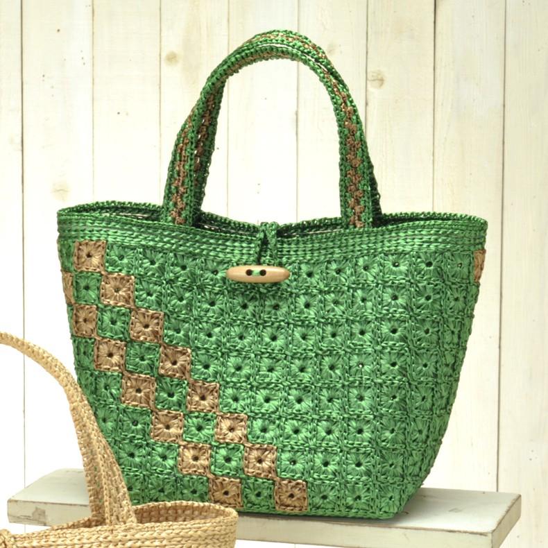 エコアンダリヤ スクエア模様のかごバッグ ブライトグリーン 手作りキット 手芸 クラフト L H 1 Fanmary ファンメアリー 通販 Yahoo ショッピング