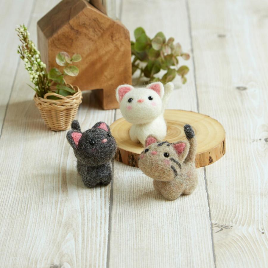 羊毛フェルト キット 初心者向け まるとしかくからつくるマスコット 小さなお友達 ねこたち ネコ 福81 簡単 手作りキット ハマナカ 手芸 H4414 Fanmary ファンメアリー 通販 Yahoo ショッピング
