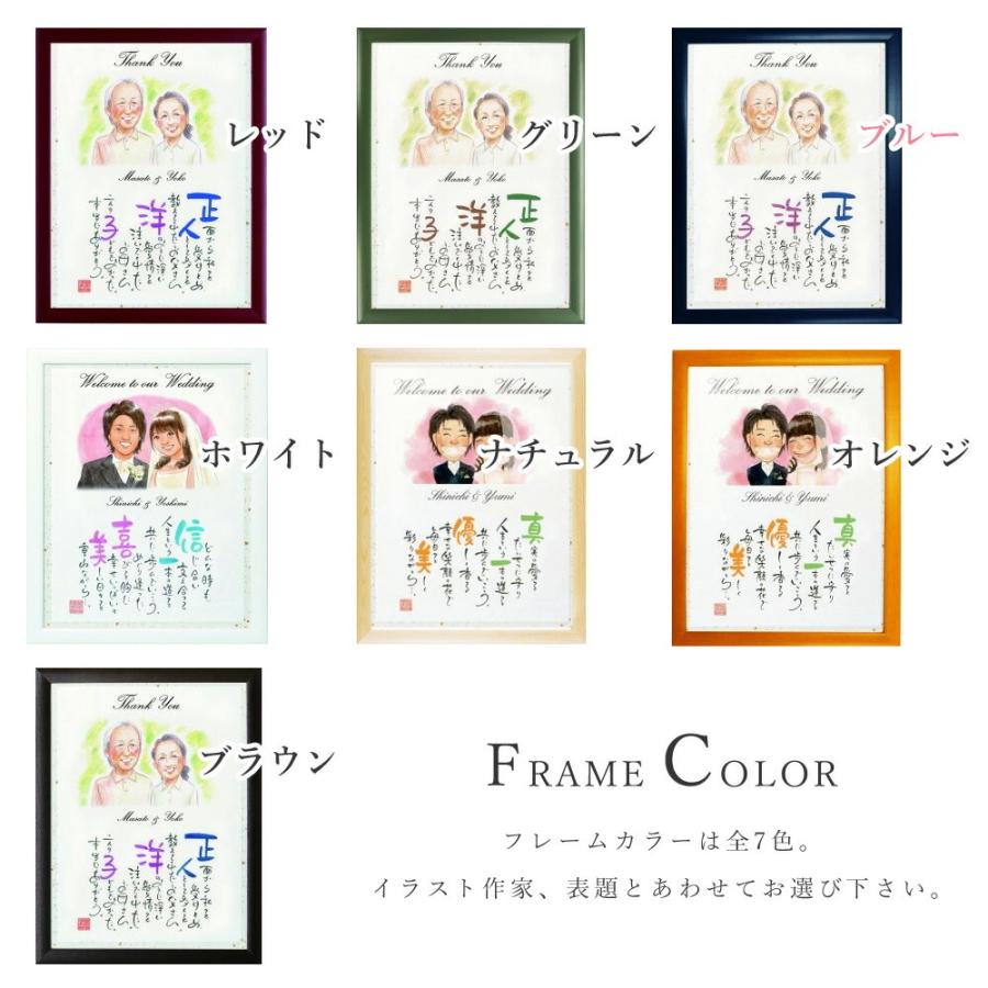 似顔絵結婚式両親贈呈品／両親贈答品・名前ポエム・２名・ 似顔絵 名前 ポエム 2人用似顔絵タイプ 結婚祝い 結婚式