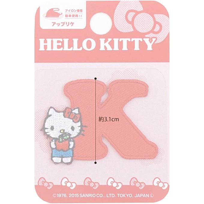 サンリオ ハローキティ イニシャルワッペン・K 3.1×4.3cm ワッペン