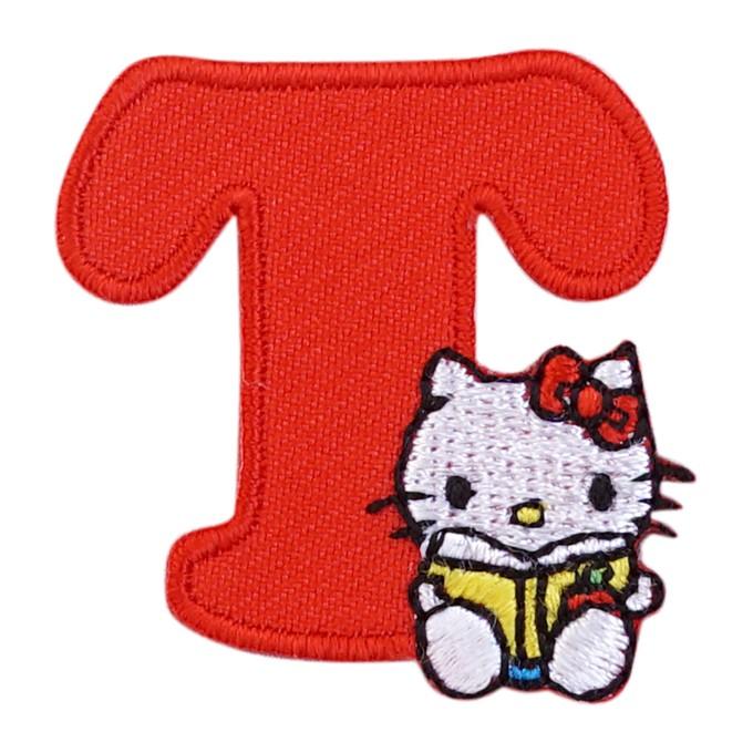 サンリオ ハローキティ イニシャルワッペン・T 3.2×3.2cm