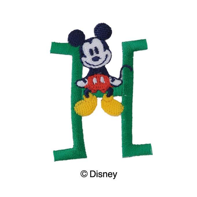 ディズニー ミッキーマウス イニシャルワッペン・H 3.3×4.5cm