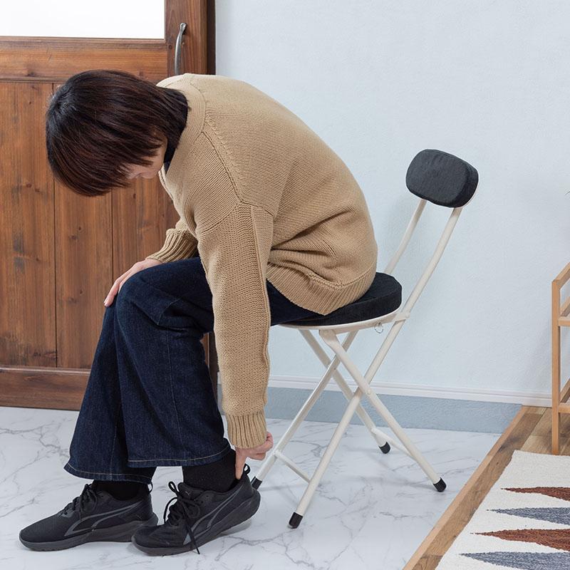 折りたたみスツール 背もたれ付き 座面高49cm 2脚 セット 椅子