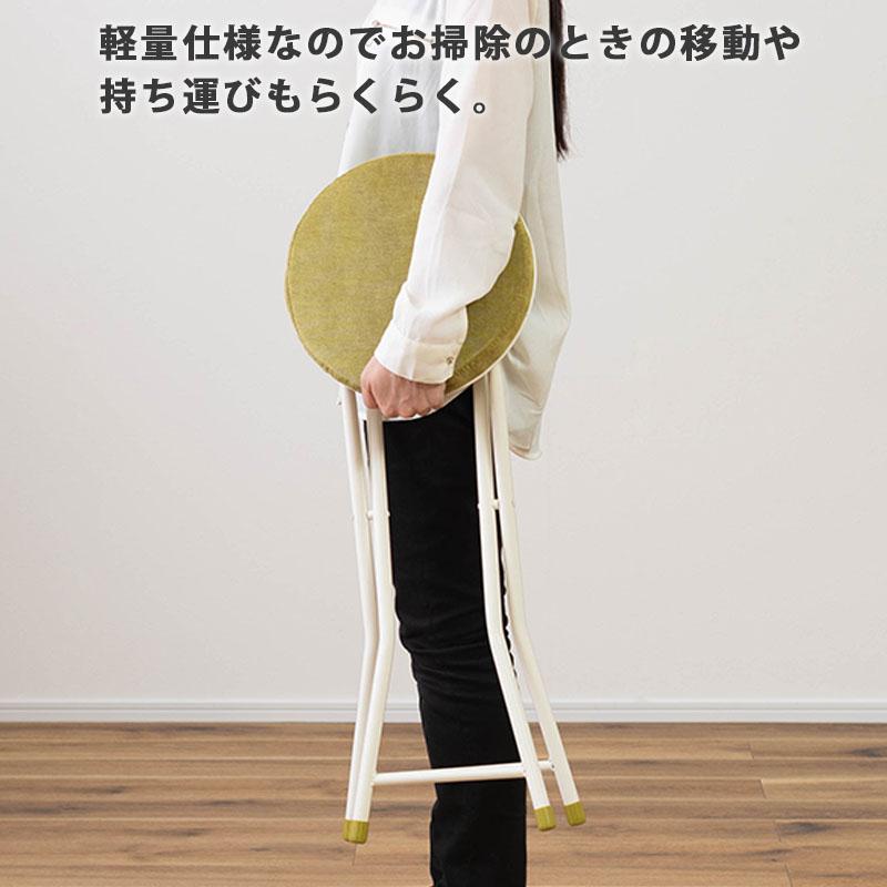 カウンタースツール 折りたたみ 座面高60cm 2脚 セット 丸 椅子 イス