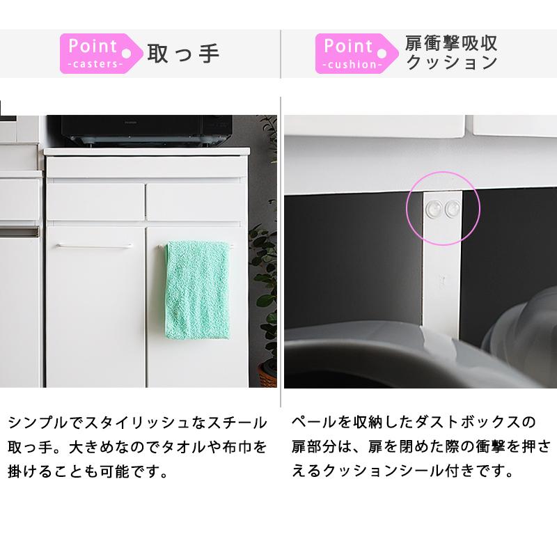 キッチンカウンター ゴミ箱 収納 完成品 2分別 ダストボックス 19L 2個 ふた付きペール 鏡面 キャスター おしゃれ スライド棚 引出し 背面化粧 母の日 爆買_11
