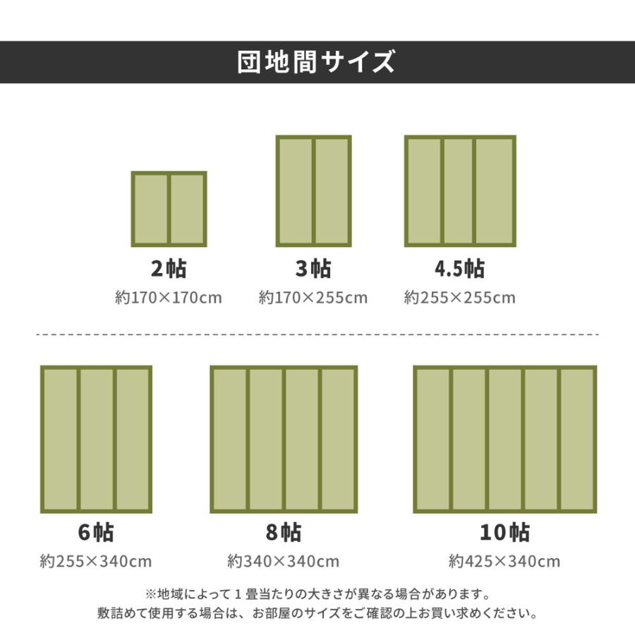 い草 上敷き カーペット 団地間 8畳 約 340×340cm フリーカット 不織布 ござ おしゃれ 撥水加工 和モダン 和風 夏用 モダン 子供 ペット 消臭 母の日_9