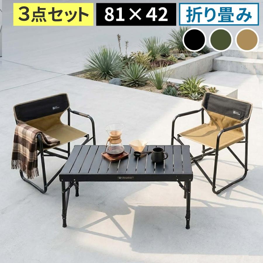 アウトドア 折りたたみ式 テーブル チェア セット 3点 収納袋付き