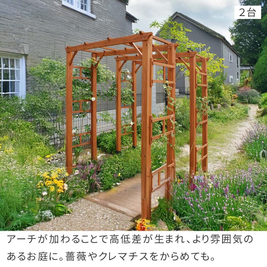 作業台　ディスプレイ　パーゴラ　裏庭bar風　ハンドメイド　ガーデン雑貨 パーゴラ アーチ 2台組 埋め込み金具セット 木製 DIY キット 天然木 幅