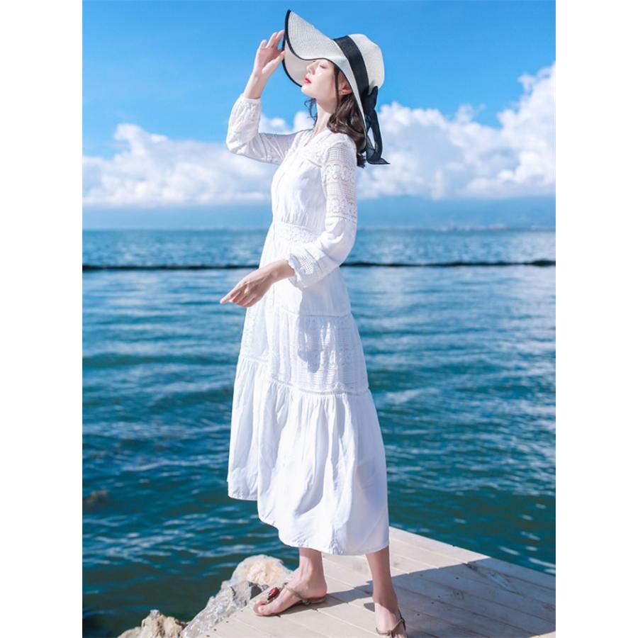 ワンピース レディース 白ワンピース マキシワンピース レースワンピース ロングワンピ シフォンワンピ リゾートワンピ ホワイト カジュアル 旅行 Hbstq2419feb012 松田商事 通販 Yahoo ショッピング
