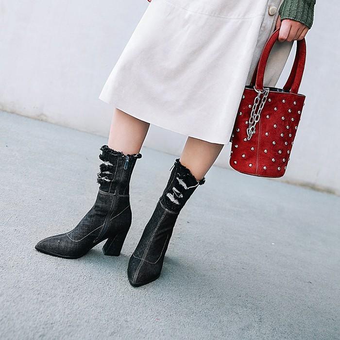 ショートブーツ レディース ブーツ デニム 無地 靴 疲れない ブーツ おしゃれ 秋冬 旅行 歩きやすい 美脚ブーツ Hcx2419oct007 松田商事 通販 Yahoo ショッピング