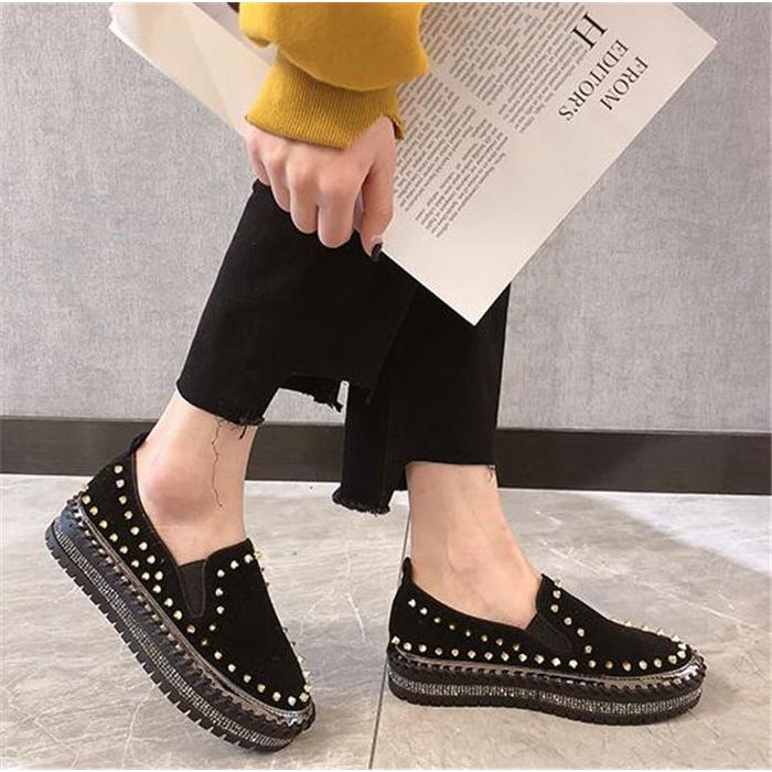 レディース 可愛いスリッポン 痛くない スリッポン レディース ぺたんこ 柔らかい クラシックシューズ リベット飾り 厚底 歩きやすい 疲れない Hlrx19mar009 松田商事 通販 Yahoo ショッピング