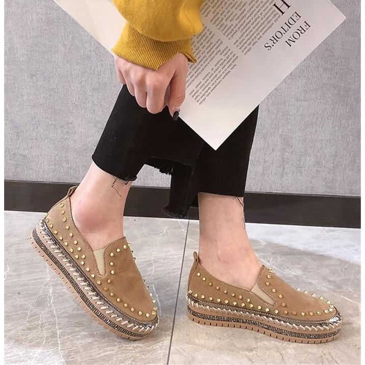 レディース 可愛いスリッポン 痛くない スリッポン レディース ぺたんこ 柔らかい クラシックシューズ リベット飾り 厚底 歩きやすい 疲れない Hlrx19mar009 松田商事 通販 Yahoo ショッピング