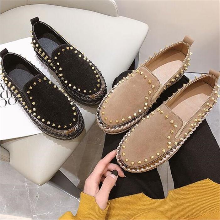 レディース 可愛いスリッポン 痛くない スリッポン レディース ぺたんこ 柔らかい クラシックシューズ リベット飾り 厚底 歩きやすい 疲れない Hlrx19mar009 松田商事 通販 Yahoo ショッピング