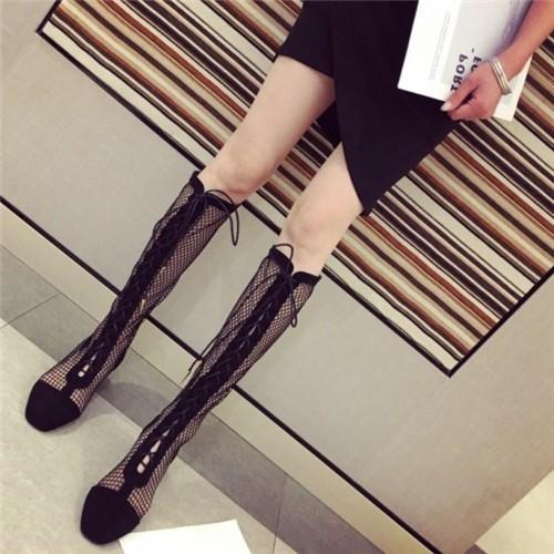 サマーブーツ ブーツサンダル ロングブーツ メッシュ サマーブーツ 編み上げ レディース 美脚 ブーツ ローイール レースアップ ロングブーツ サンダル Hnlx2419apr021 松田商事 通販 Yahoo ショッピング