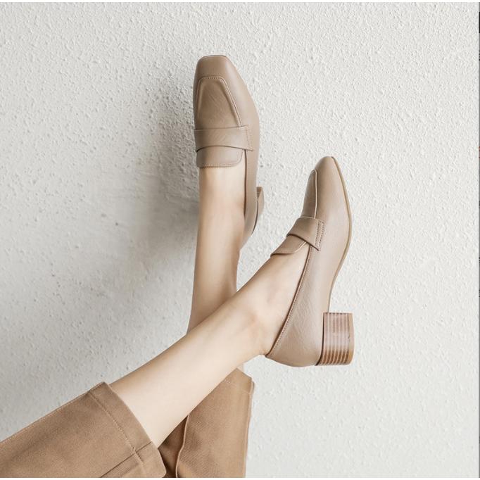 フワラク ローファー パンプス レディース靴 シューズ ローファーパンプス 防水 スクエアトゥ ヒール ラク 静か やわらかい 立ち