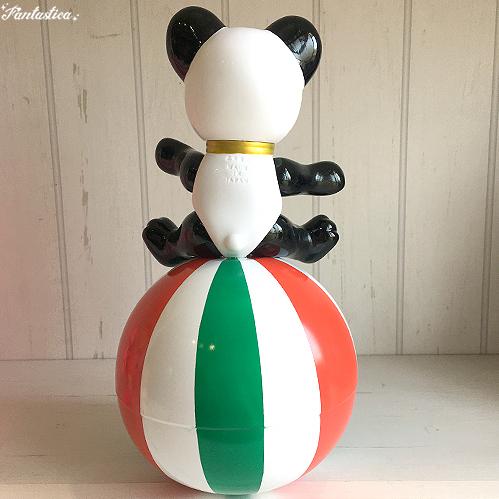 レトロドール 玉乗りパンダのおきあがりこぼし人形 レッド＆グリーン