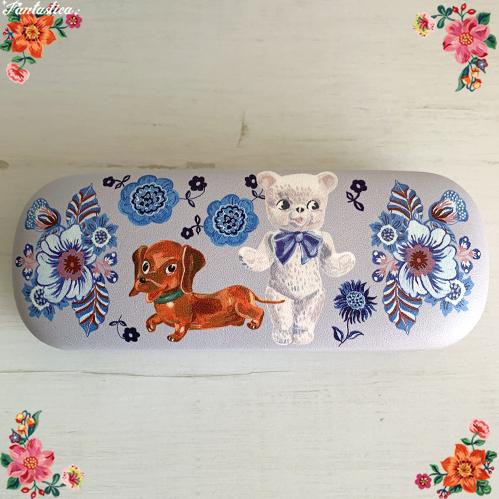 ナタリー・レテ グラス・ケース ベアー＆ドッグ ベア・ドールと犬の