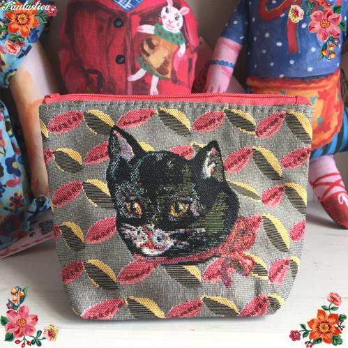 Nathalie Lete（ナタリーレテ） ポーチ ブラック・キャット 黒猫