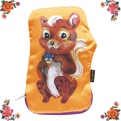 ナタリー・レテ サテン・ポーチ スクイレル 子リスのふっくらポーチ 