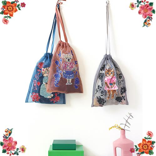 Nathalie Lete（ナタリーレテ） オーガンジー・ドローストリングポーチ