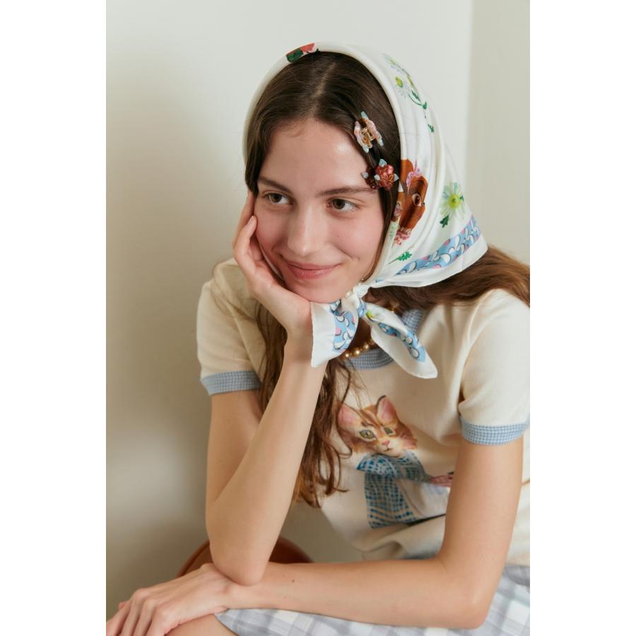 Nathalie Lete（ナタリーレテ） シルクスカーフ テット・バンビ 薔薇と