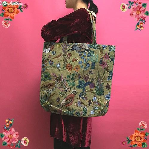 ナタリー レテ ラージ トートバッグ フラワー バード 花と野鳥のゴブラン トートバッグ Nl314 Fantastica ファンタスチカ雑貨店 通販 Yahoo ショッピング