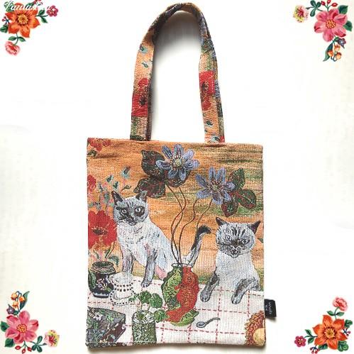 ナタリー レテ アニマル バッグ キャット シャム猫のつづれ織りトートバッグ Nl410 Fantastica ファンタスチカ雑貨店 通販 Yahoo ショッピング