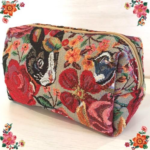 ナタリー レテ スクエア ポーチ ラビット フラワー ウサギたちとお花のつづれ織りコスメポーチ Nl433 Fantastica ファンタスチカ雑貨店 通販 Yahoo ショッピング
