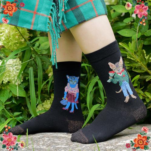 ナタリー・レテ ソックス キャット・カップル 猫の恋人たち靴下