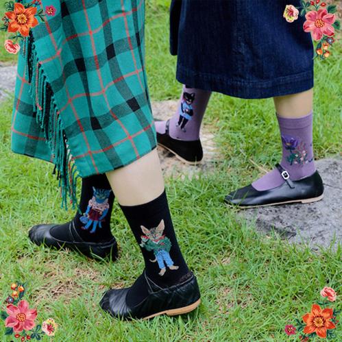 ナタリー・レテ ソックス キャット・カップル 猫の恋人たち靴下