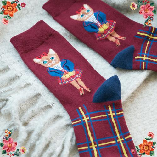 ナタリー・レテ ソックス スコティッシュ・キャット キルト猫の靴下