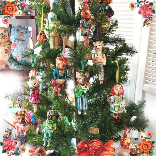 【未使用品】ナタリーレテ 犬 オーナメント ハンドペイント 硝子 クリスマス Nathalie Lete（ナタリーレテ） オーナメント ダックスフント ダックス