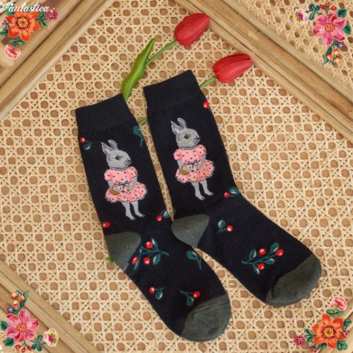 Nathalie Lete（ナタリーレテ） ソックス チェリー・バニー さくらんぼ