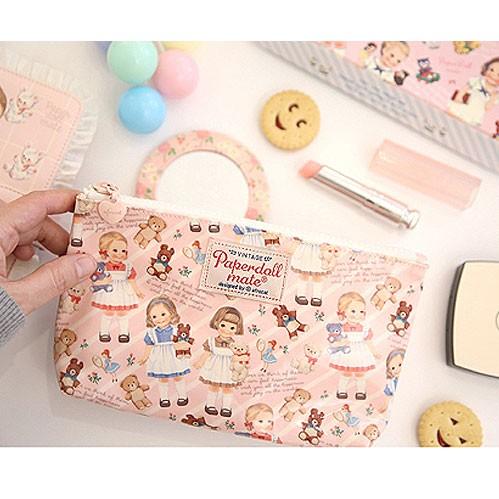 ペーパードールメイト オイルクロス・ポーチ M ピンク・チョコ Paper