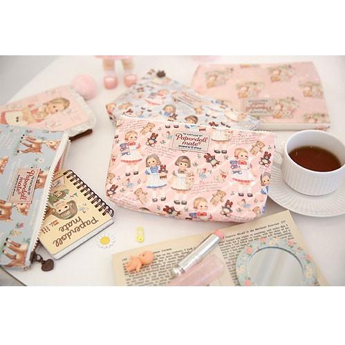 ペーパードールメイト オイルクロス・ポーチ M ピンク・チョコ Paper