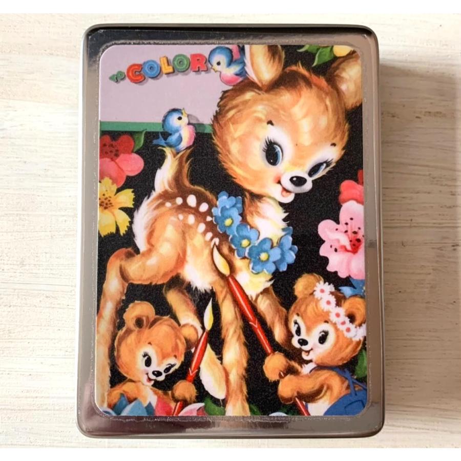 アメリカン レトロ レトロアニマル 缶ケース バンビ・カラー 子鹿と子