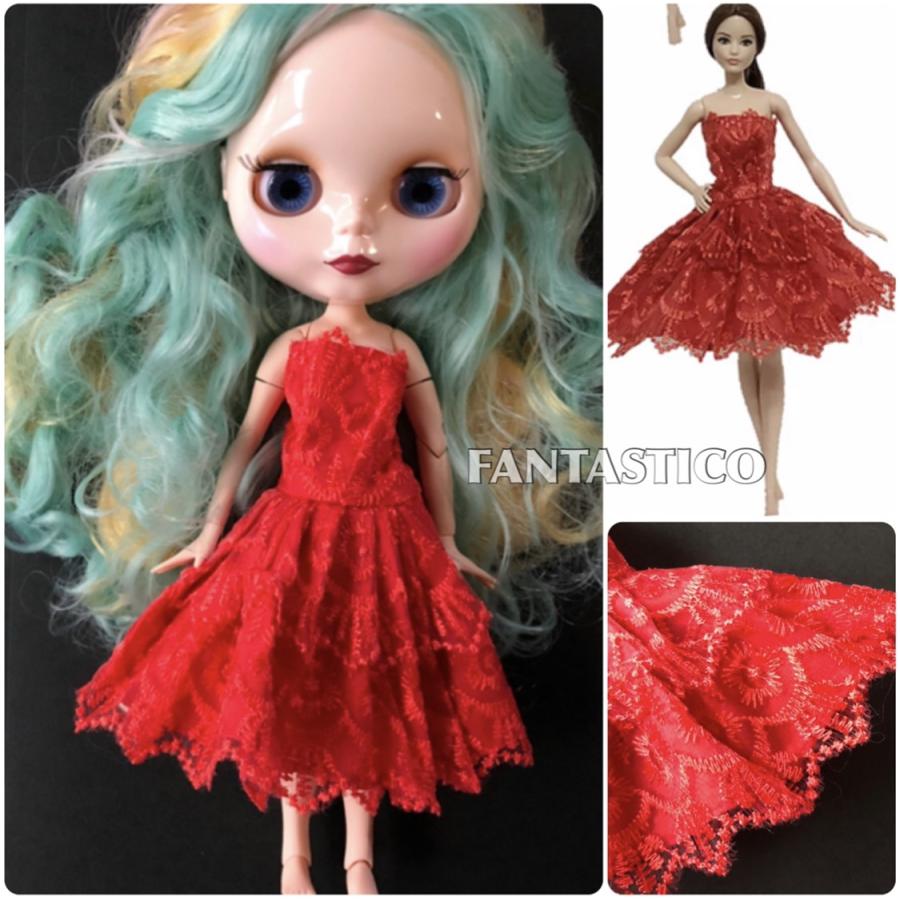 バービー人形用ドール用アウトフィット♪レースドレス ウエディング