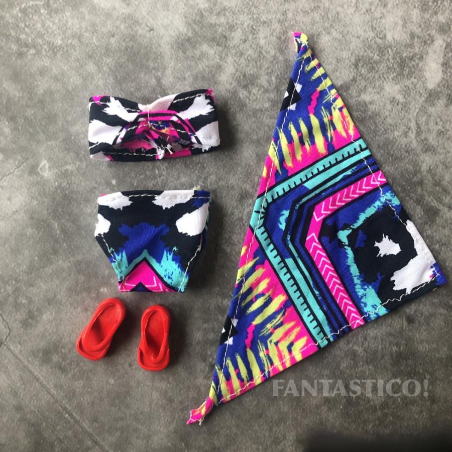 バービー人形用ドール用アウトフィット♪ビキニ水着とパレオ、サンダル