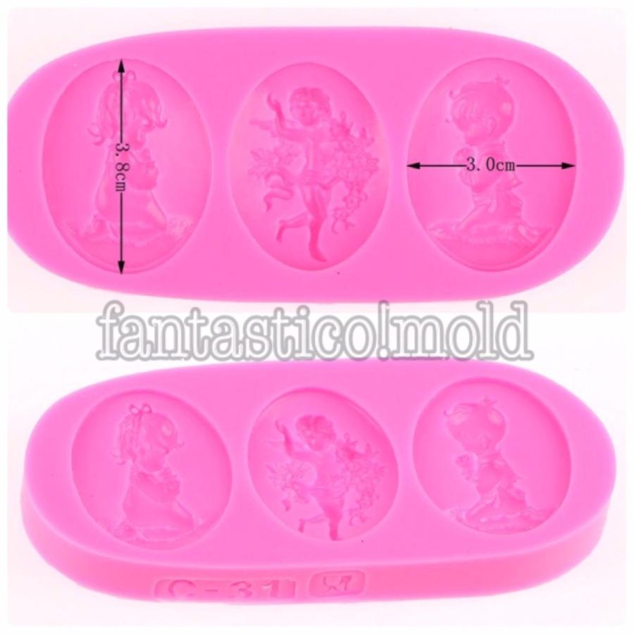 ハンドメイドのシリコンモールド☆3種類の天使カメオ型エンジェル型  