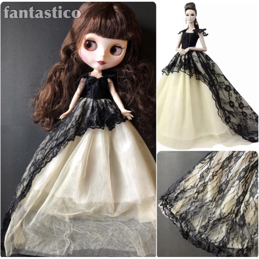 バービー人形用 レースモノトーンロングドレス ウエディングドレス ブライスドールにも Py1j6djcj8 Fantastico Yahoo 店 通販 Yahoo ショッピング