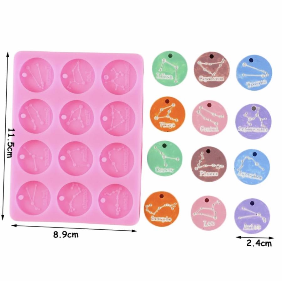 ハンドメイドのシリコンモールド☆12星座型♪カボション型メダル型カメオ型宝石型ジュエル型ジュエリー型キャンディ型ハート型スクエア型ドロップ型ダイヤ型｜fantasticoco｜02