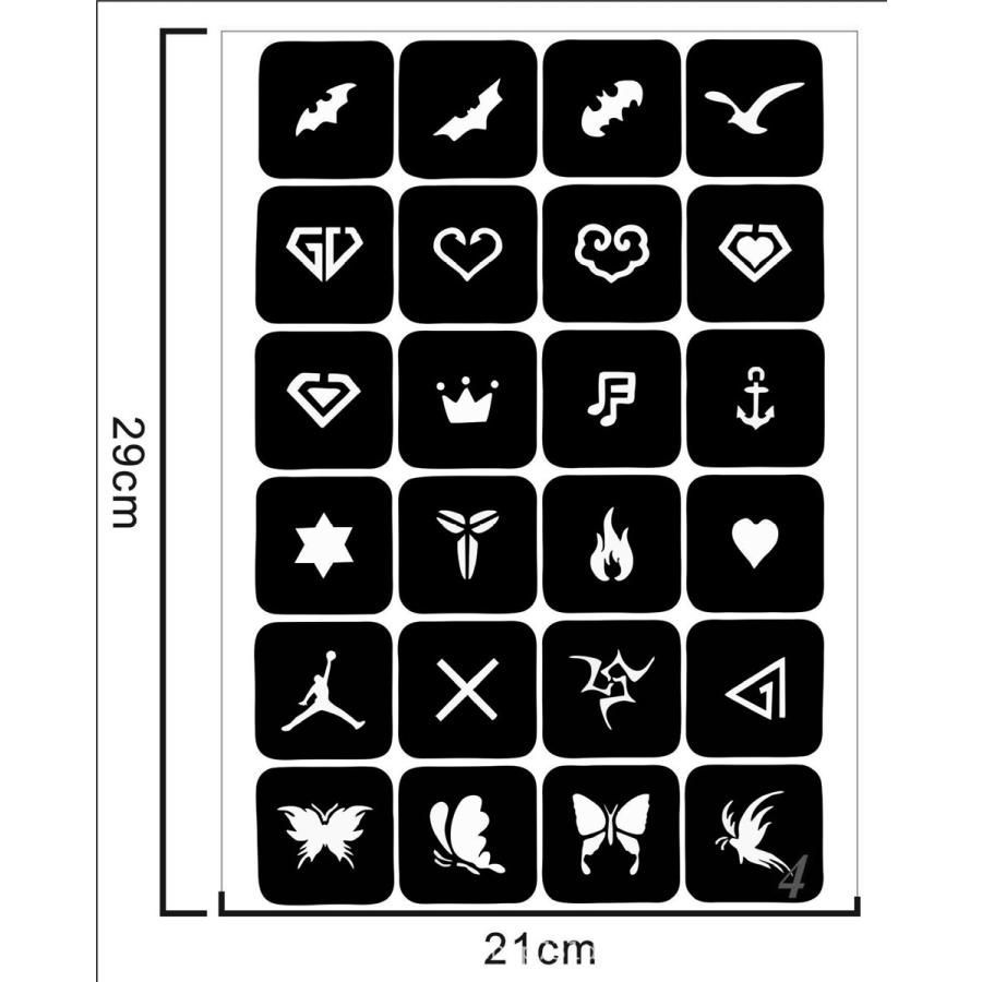 贈答品 ステンシルシート シール ヘナタトゥー グリッタータトゥー用 複数デザインa4004 ノーパッケージ