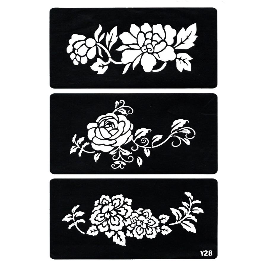 ステンシルシート シール ヘナタトゥー グリッタータトゥー用 複数デザインa4y28 ノーパッケージ 定番のお歳暮