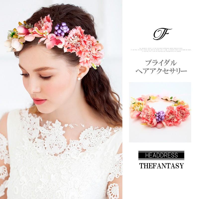 ご確認用 ♡ ピンク サーモンピンク 白の 花かんむり 