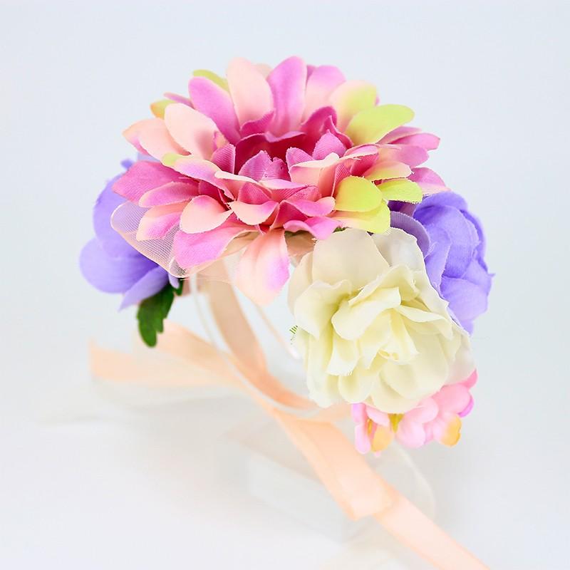 リストレット 花 ヘッドドレス ピンクパープルリストブーケ ブライダル 
