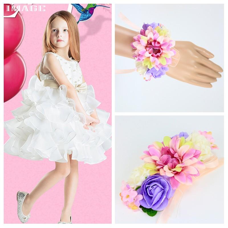 リストレット 花 ヘッドドレス ピンクパープルリストブーケ ブライダル 
